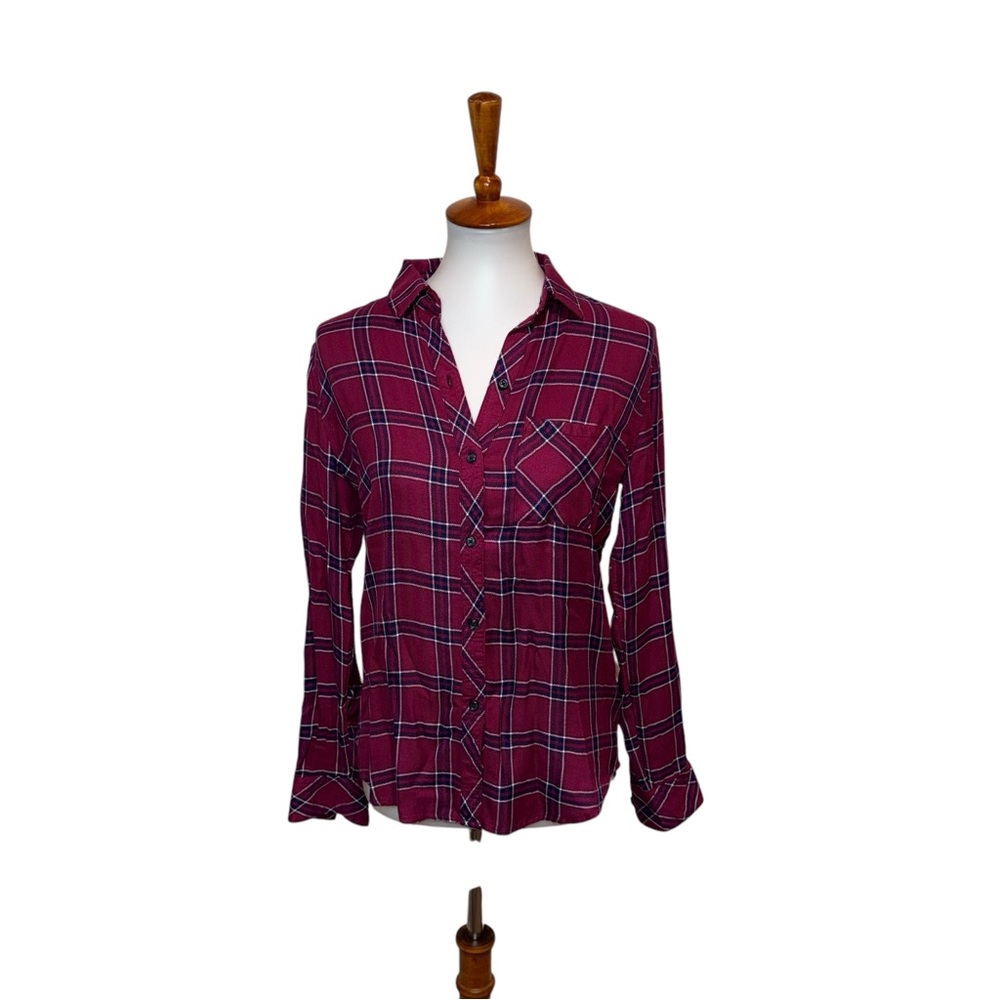 Rails Hunter Button-Up Shirt Merlot Navy White Plaid Size XS